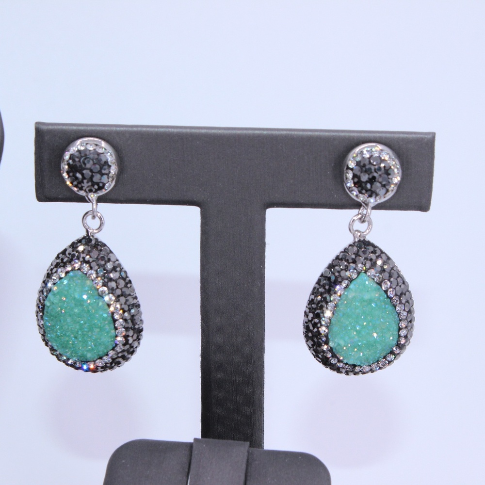 Black / Turquoise Shimmer Earrings